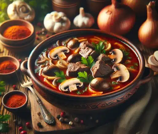 gulaschsuppe mit pilzen