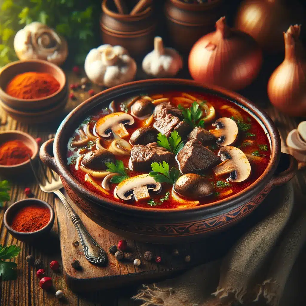 Gulaschsuppe mit Pilzen Rezept | rezeptemeister.com