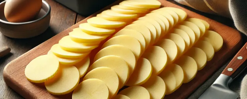 Wie schneidet man Kartoffeln fuer einen Auflauf
